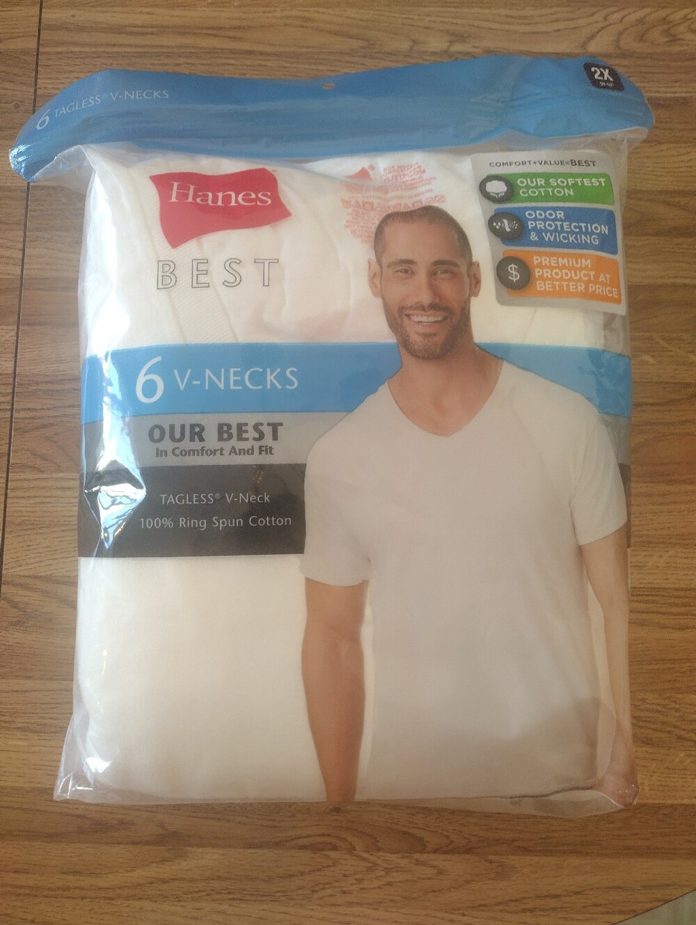 Hanes Men's Comfort Blend 6-Pack V-Neck T-Shirts (White) Size XXL